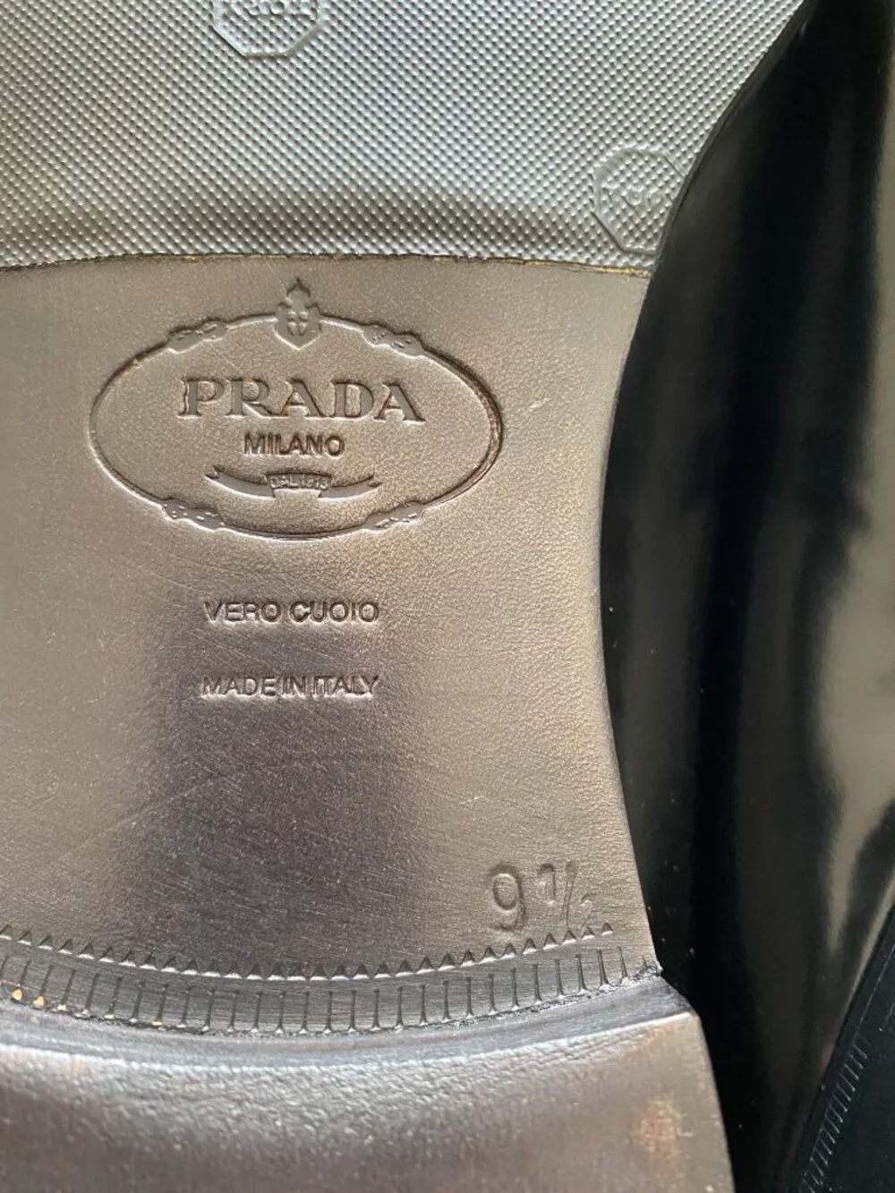 Prada Brushed Black Leather Loafers Size US 10.5